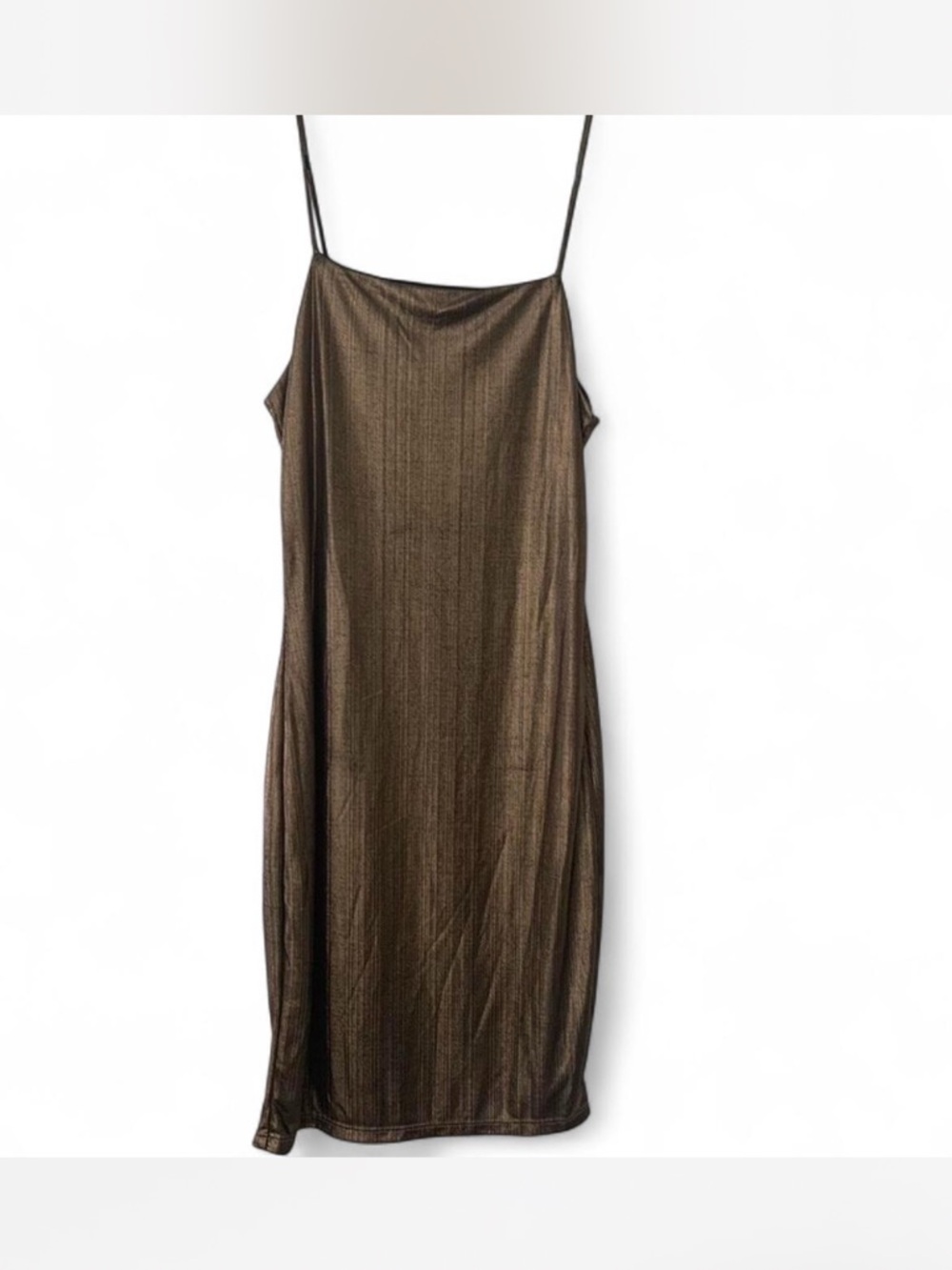 Black Midi Dress with Spaghetti Straps with metallic gold Size S